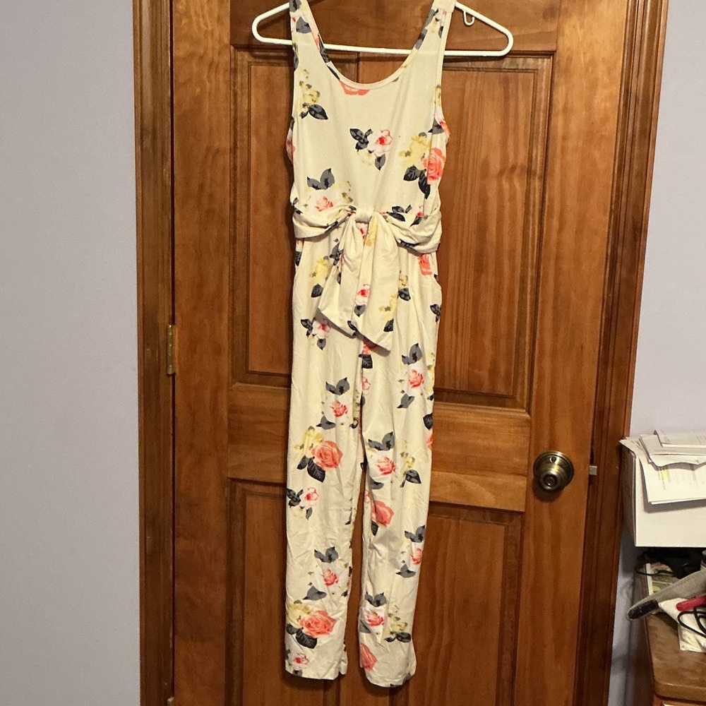 Floral Print Kids Romper in Cream large